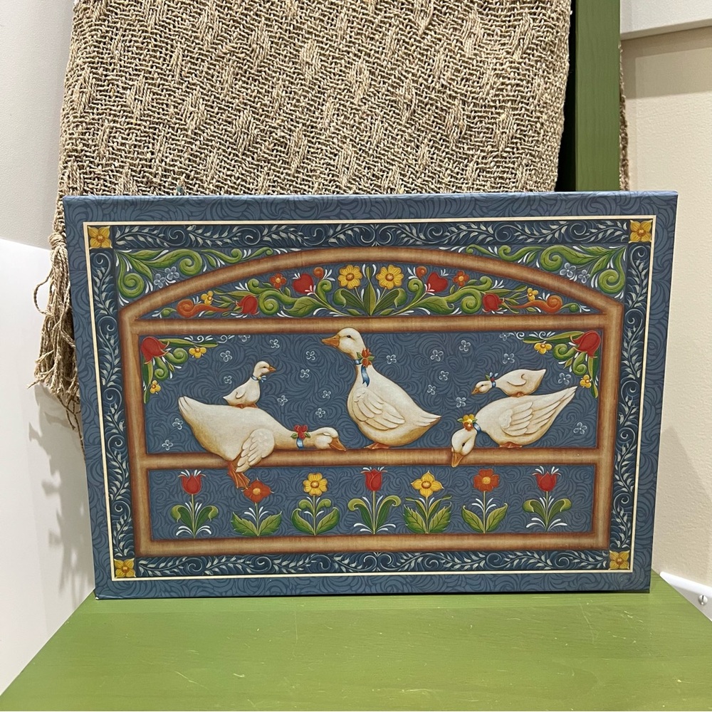 Vintage Folk Art Goose Decorative Storage Box